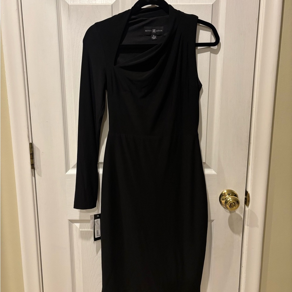 Betsy Adam black one sleeved dress